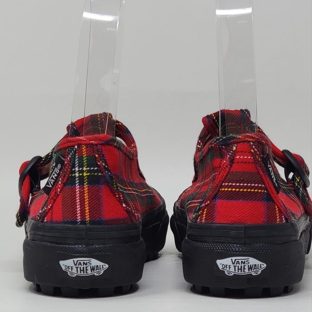 Vans Women's Size 6 Style 93 Red Tartan Plaid Mary Jane Sneakers 507452 New - Picture 7 of 11